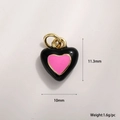 Ciondolo a cuore nero con centro rosa e anello dorato per bracciali e portachiavi - Bianco Sporco