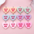 Set of 12 colorful resin heart pendants with Hug Me engraving for DIY jewelry making - HUG ME Mix Set (SN1521)
