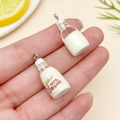 Miniature resin milk bottle charms with 100% organic label for DIY jewelry making - Transparent White (24076)