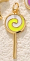 Ciondolo lecca-lecca in metallo dorato con smalto a spirale verde fluo per gioielli - Stile Lecca Lecca (A0621 Giallo)