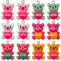 Bunte LOVE Bären-Anhänger aus Harz im 12er-Set für DIY-Schmuck und Schlüsselanhänger - Sortierte Gemischte Farben (SN1517)