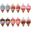 12-piece mixed resin colorful ice cream cone charms with metal hooks for DIY crafts - Multi-layer Ice Cream Cone (SN1511)