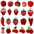 Set di 20 ciondoli in resina rossa frutta e verdura per creazione gioielli fai-da-te - Serie Frutta e Verdura in Resina Set da 20 (SN1544)