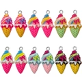 Set of 12 colorful resin ice cream cone pendants with bows for DIY jewelry making - SN1519-Resin Bow Ice Cream Style