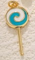 Ciondolo lecca-lecca con smalto a vortice blu e bianco e cornice dorata per gioielli - Stile Lecca Lecca (a0621 Blu)