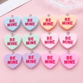 Colorful 3D resin heart pendants with BE MINE engraving for DIY jewelry making - Resin Heart Bemine Letter Collection