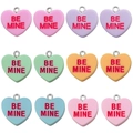 Colorful resin heart pendants with Be Mine text and silver rings for DIY jewelry - BE MINE Mix Set (SN1512)