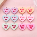 Set of 12 colorful heart resin pendants with KISS ME lettering for DIY jewelry making - Resin Heart Kissme Letter Collection