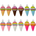 Set of 12 colorful resin ice cream cone pendants with metal rings for DIY jewelry crafts - Multilayer Ice Cream Cone (SN1531)