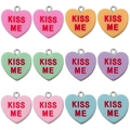 Colorful resin heart charms with KISS ME print and metal rings for DIY jewelry making - KISS ME Mix Set (SN1510)