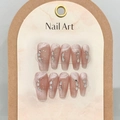 Unghie finte Cat Eye con strass argentati e sfumatura rosa nude forma ballerina - Extra Piccolo (XS) / Rosa Nude Sfumato (1575 Bara Media)