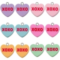Bunte herzförmige XOXO Harzanhänger-Set mit Metallringen für DIY-Schmuckherstellung - Harz Herz Xoxo Brief Kollektion