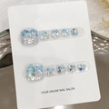 Uñas postizas de pies con purpurina azul y plata con acabado holográfico brillante en cartón - Talla S (17mm/10mm/9mm/8mm/7mm)