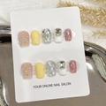 Kit d'ongles faits main avec designs de luxe variés sur carte de présentation - XS / Style 1651 (Trapèze Très Court)