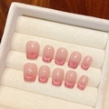 Pink cat eye gradient handmade press-on nails in short square shape with 10 pieces set - Extra Small (XS) / 1659 Short Trapezoid