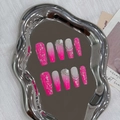 Uñas postizas Coffin hechas a mano con degradado rosa y blanco, flores 3D y diamantes - XS / Degradado Rosa Blanco
