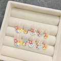 Unghie finte 3D fatte a mano con base gel trasparente e design floreale stile francese - Extra Piccolo (XS) / Stile Tondo Corto Medio 1792