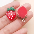 Handmade red resin strawberry charm for DIY jewelry with metal loop attachment - Red Resin Strawberry (17060)
