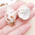 Ciondoli in conchiglia naturale con bordi dorati per gioielli fai-da-te tenuti in mano - Stile Di Conchiglia Maculata Di Marrone (25318) / 1 Pezzo (28x16mm) / Oro rosa