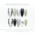 Set de uñas postizas hechas a mano con patrones de serpiente en blanco y negro - XS / Estilo Patrón de Serpiente