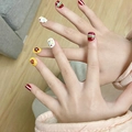 Schattige kunstnagels voor kinderen met kleurrijke regenboogpatronen en bloemmotieven - Extra Klein (XS) / Regenboog Bloem