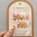 Handmade orange gradient stiletto press-on nails with 3D white roses and silver foil - Extra Small (XS) / 391 Almond Shape