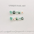 Set unghie per bambine impermeabile con simpatici motivi di dinosauri verdi e margherite - Extra Piccolo (XS)