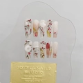 Unghie finte artigianali sfumate con motivi a ciliegia, strass e ciondoli 3D - Extra Piccolo (XS) / 1602 Bara Lunga
