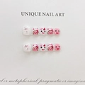 Unghie finte impermeabili per bambini con simpatici personaggi Chiikawa rosa e bianchi - Extra Piccolo (XS)