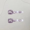 Uñas postizas para pies violetas hechas a mano con cristales corazón y purpurina - Pequeño (S) / Morado