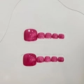 Uñas postizas para pies hechas a mano color rosa oscuro con efecto ojo de gato brillante - S / B38