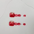 Handgefertigte rote Cat-Eye-Zehennägel zum Aufdrücken mit Glitzer und Strasssteinen - Klein (S) / Rot (Zehnnagel B39)