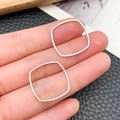 Detailed view of square silver stainless steel geometric pendant frame charms - Rounded Square Style (T1902)