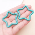 Detailed view of tiffany blue star-shaped spring hook for DIY keychain crafts - Dark Green (FT188)