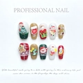 Handmade Christmas press-on nails set with 3D Santa and Reindeer designs on 10 tips - Extra Small (XS) / Santa Claus Style (1170) / 10 Pieces
