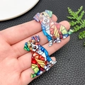 Macro detail of dog-shaped acrylic pendant with vibrant geometric mosaic art pattern - Dog Style (23986) / 39x32x2mm