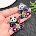 Detail view of colorful mosaic acrylic panda charms for DIY jewelry making and crafts - Panda Style (23983) / 37x34x2mm