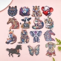 Set of 15 colorful acrylic animal pendants with mandala patterns for DIY keychains - Multicolor Animal Collection Printed Set (SN1456)