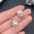 Macro di ciondoli in perle ABS con anelli in argento e cristalli per gioielli fai-da-te - Stile Piccolo-Medio Bianco K (10mm)