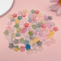 Colorful gradient acrylic cherry blossom beads with gold leaf for DIY jewelry making - Random Mixed Cherry Blossom Style (SN1353)