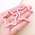 Pair of pink star-shaped aluminum alloy keychains with a matte finish for DIY crafts - Pink (FT188)
