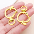 Two lemon yellow apple-shaped lobster clasps with rotating rings for DIY keychains - Yellow