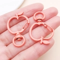 Pink apple shaped swivel lobster clasp with matte spray finish for DIY accessories - Orange