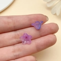 Close-up of translucent purple trumpet flower acrylic beads for DIY jewelry making - Trumpet Flower (22011) / 1 Piece (12x7mm) / Purple Blue Gradient