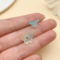 Detail view of light green acrylic trumpet flower beads for DIY jewelry making - Trumpet Flower (22009) / 1 Piece (12x7mm) / Green Yellow Gradient