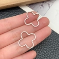 Silver hollow clover stainless steel pendants for DIY necklace or earring jewelry - Four Leaf Clover Style (T1818)