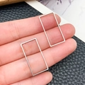 Pair of minimalist silver rectangular geometric frames for DIY jewelry making - Rectangle Style (T1830)