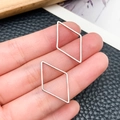 Silver geometric rhombus hollow earrings stainless steel jewelry pendants - Rhombus Style (T1842)
