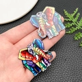 Colorful elephant acrylic charm with stained glass mosaic pattern for DIY jewelry - Elephant Style (23974) / 38x36x2mm