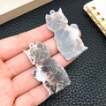 Colgante de acrílico de doble cara con diseño realista de gatito atigrado gris - Gato Gris con Biberón (24014)